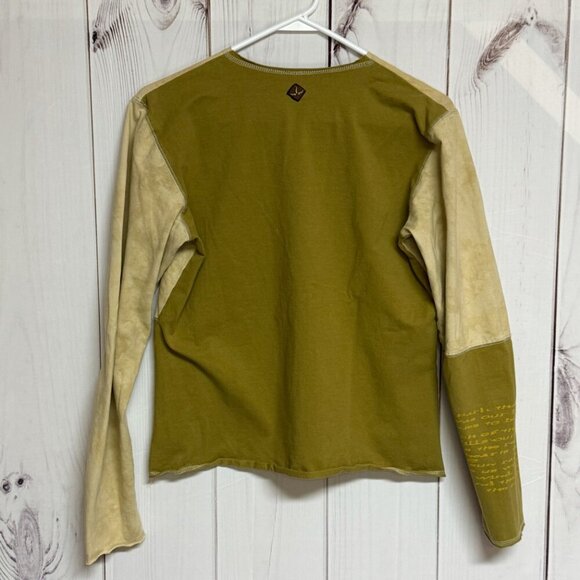 prAna Long-Sleeve V-Neck Women’s Large Olive/Sand Graphic Tee EUC - Picture 5 of 11